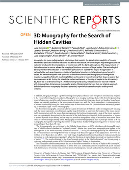 3D Muography for the Search of Hidden Cavities
