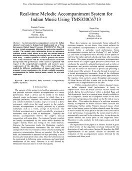 Real-Time Melodic Accompaniment System for Indian Music Using TMS320C6713