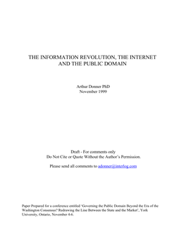 The Information Revolution, the Internet and the Public Domain