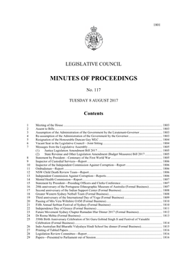 Minutes of Proceedings