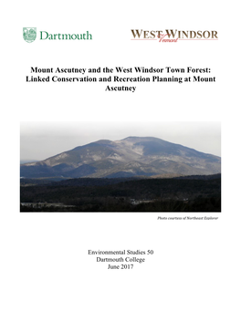 Mount Ascutney and the West Windsor Town Forest: Linked Conservation and Recreation Planning at Mount Ascutney