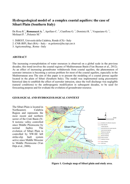 Hydrogeological Model of a Complex Coastal Aquifers: the Case of Sibari Plain (Southern Italy)