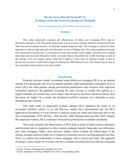 Do Investors Benefit from DCA? Evidence from the Stock Exchange of Thailand