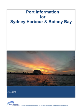Port Information for Sydney Harbour & Botany