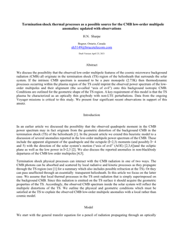 Termination Shock Thermal Processes As a Possible Source for the CMB Low-Order Multipole Anomalies: Updated with Observations