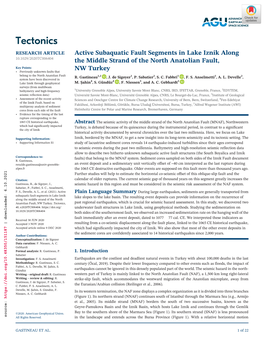 Active Subaquatic Fault Segments in Lake Iznik Along the Middle Strand