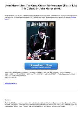 By John Mayer Ebook