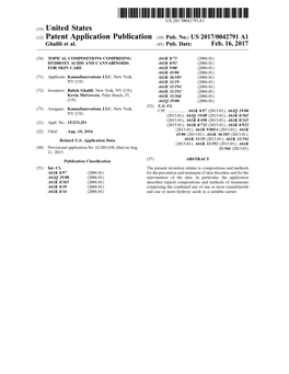 (12) Patent Application Publication (10) Pub. No.: US 2017/0042791 A1 Ghalili Et Al