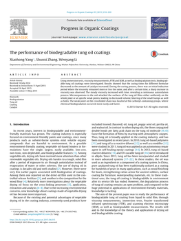 The Performance of Biodegradable Tung Oil Coatings