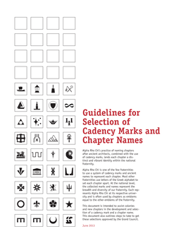 Guidelines for Selection of Cadency Marks and Chapter Names