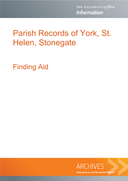 Parish Records of York, St. Helen, Stonegate