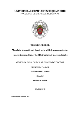 Modelado Integrativo De La Estructura 3D De Macromoléculas