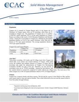 Solid Waste Management City Profile