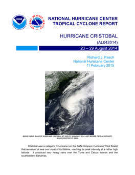 HURRICANE CRISTOBAL (AL042014) 23 – 29 August 2014