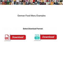 German Food Menu Examples