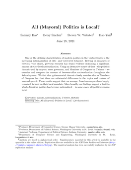 All (Mayoral) Politics Is Local?