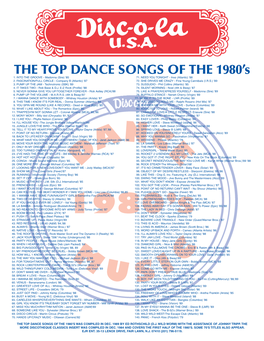 The Top Dance Songs of the 1980'S Was Compiled in Dec