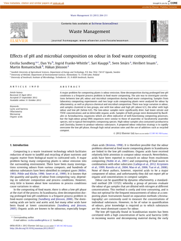 Effects of Ph and Microbial Composition on Odour in Food Waste