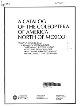 A Catalog of the Coleóptera of America North of Mexico^