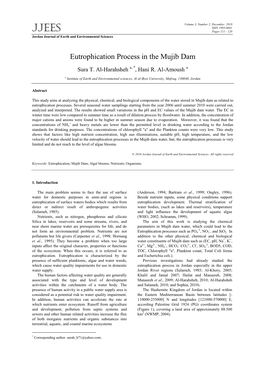 Eutrophication Process in the Mujib Dam