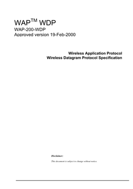 WAPTM WDP WAP-200-WDP Approved Version 19-Feb-2000