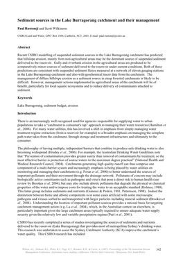 Sediment Sources in the Lake Burragorang Catchment and Their Management