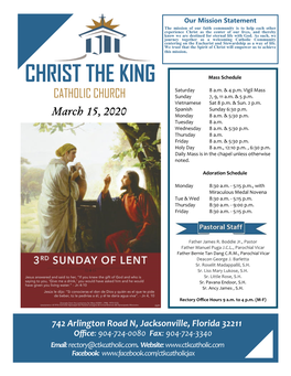 CHRIST the KING Mass Schedule