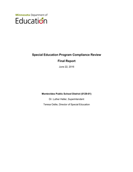 Special Education Program Compliance Review Final Report