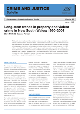 Long-Term Trends in Property and Violent Crime in New South Wales: 1990-2004 Steve Moffatt & Suzanne Poynton