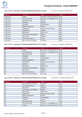 Transports Scolaires - Année 2020/2021