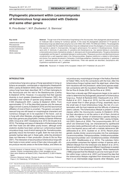 Phylogenetic Placement Within Lecanoromycetes of Lichenicolous Fungi Associated with Cladonia and Some Other Genera