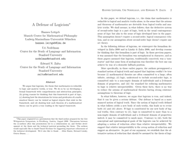 A Defense of Logicism∗ and Theorems of Mathematics Are Derivable from Logical Truths and Ana- Lytic Truths