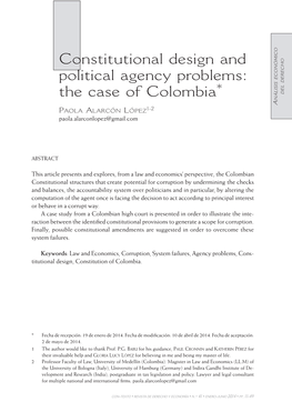 Constitutional Design and Political Agency Problems: the Case of Colombia 13