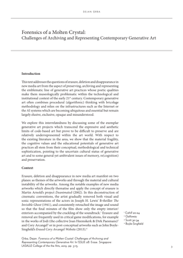 Forensics of a Molten Crystal: Challenges of Archiving and Representing Contemporary Generative Art