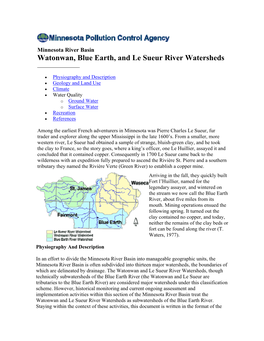 Watonwan, Blue Earth, and Le Sueur River Watersheds