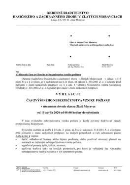 Okresný Úrad Zlaté Moravce, Odbor Starostlivosti O Životné Prostredie, Sládkovičova 3, 953 01 Zlaté Moravce - SALS, Spol