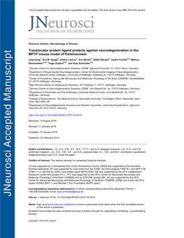 Translocator Protein Ligand Protects Against Neurodegeneration in the MPTP Mouse Model of Parkinsonism