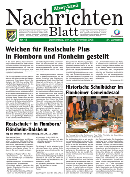 Weichen Für Realschule Plus in Flomborn Und Flonheim Gestellt