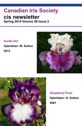 Canadian Iris Society Cis Newsletter Spring 2014 Volume 58 Issue 2