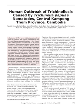 Human Outbreak of Trichinellosis Caused by Trichinella Papuae