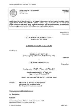 Approved Text 04.08.2015 in the ROYAL COURT of GUERNSEY