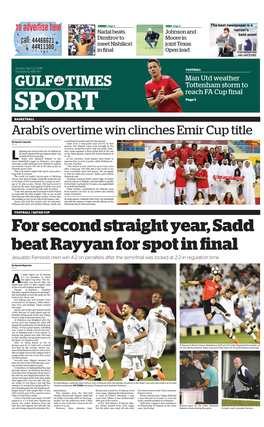 For Second Straight Year, Sadd Beat Rayyan for Spot in Final
