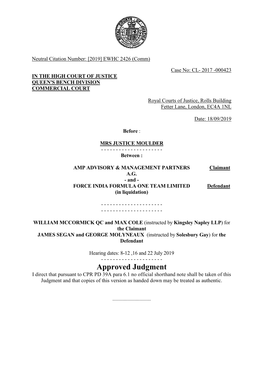 High Court Judgment Template