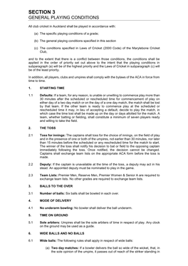 Section 3 General Playing Conditions