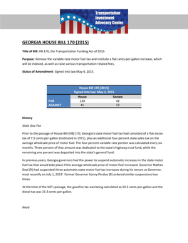 HB 170, the Transportation Funding Act of 2015