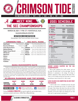 2021 SCHEDULE Meet Nine the SEC Championships