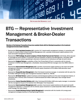 BTG ― Representative Investment Management & Broker-Dealer