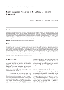 Basalt Axe Production Sites in the Bakony Mountains (Hungary)