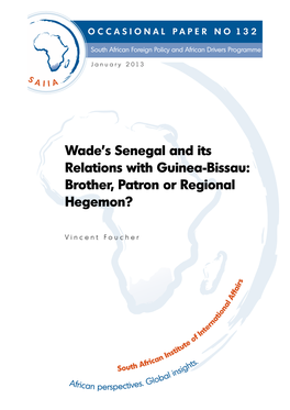 Wade's Senegal and Its Relations with Guinea-Bissau
