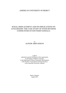 American University of Beirut Rural Displacement and Its